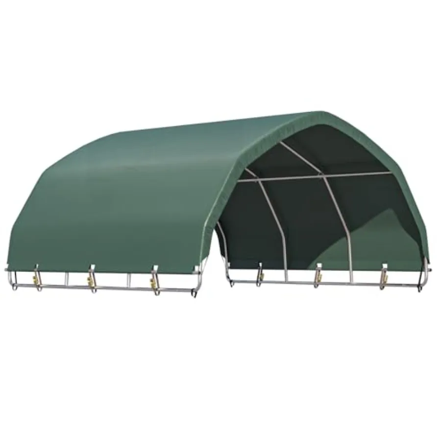 Corral Shelter: Heavy Duty Round Canopy, Waterproof UV-Treated Polyethylene Cover, Beige, Easy Assembly Stable Agricultural Sto