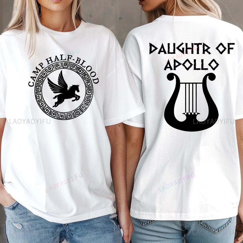 مخيم نصف الدم الأساطير اليونانية ابنة الجرافيك تي شيرت الصيف امرأة رجل موضة عادية في الهواء الطلق تنفس القطن تي شيرت #6