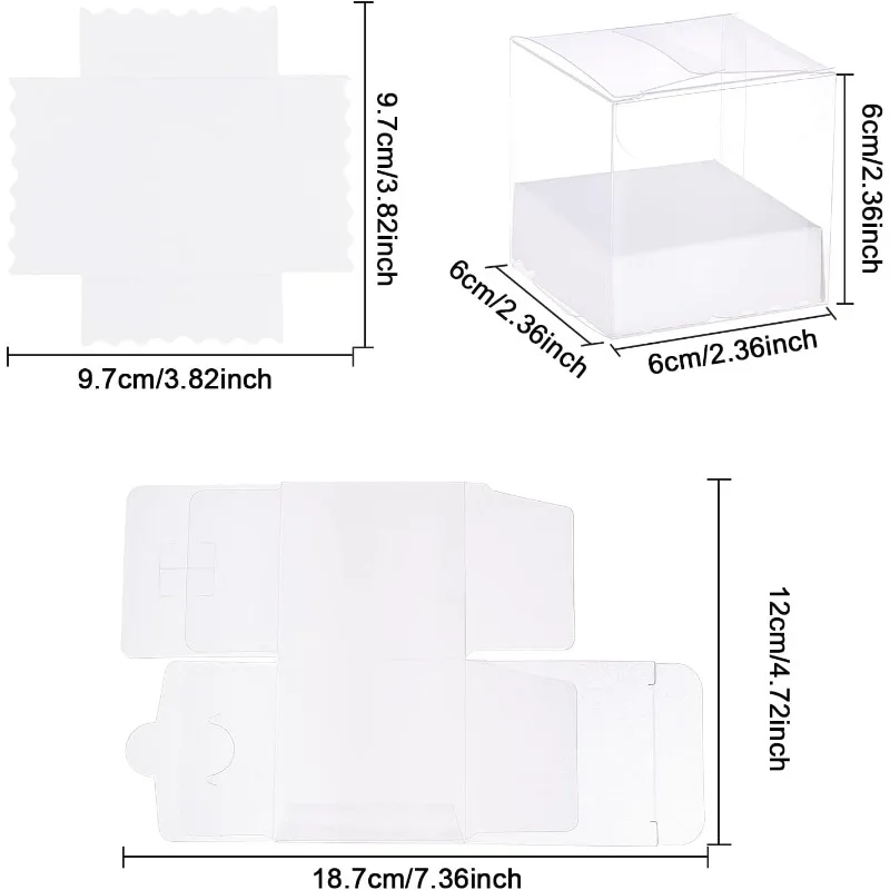 20 Packs Clear Plastic Gift Boxes with Paper Pedestal Transparent Favor Box for Candy Cookie Wedding and Baby Shower Party Treat