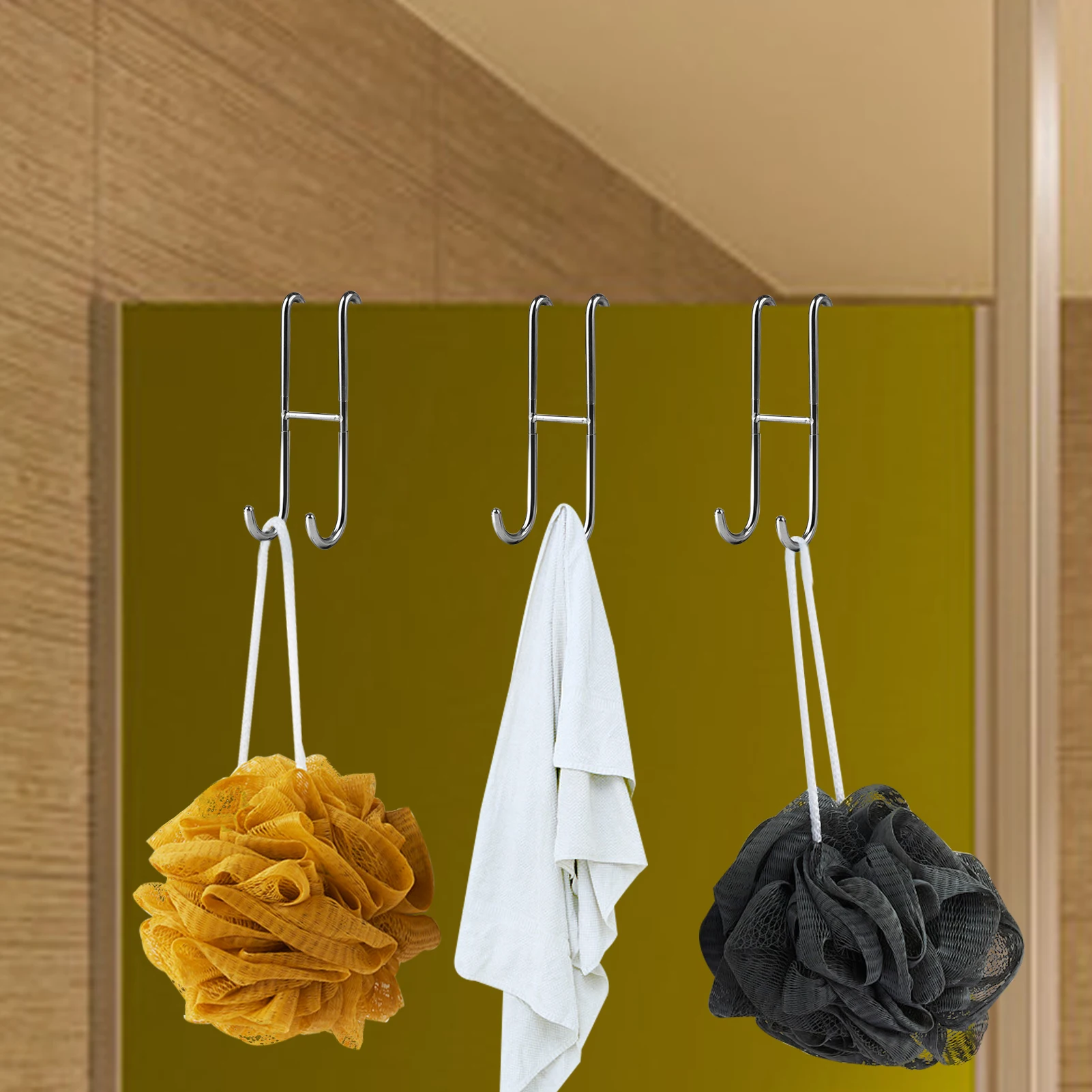 Towel Hanger For Bathroom Towel Hook Over The Bathroom Frameless Glass Door Drilling-Free Hanger Shower Squeegee Rack Hooks