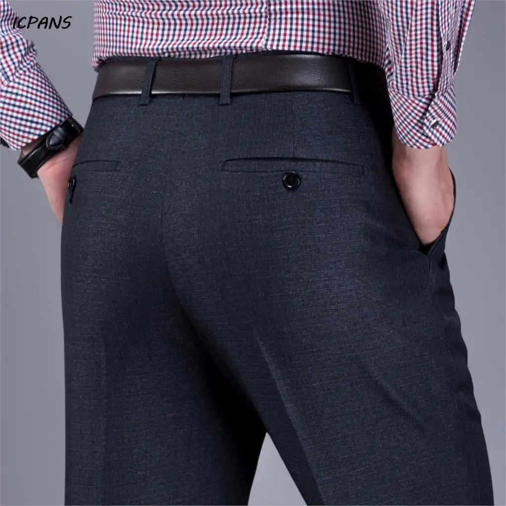 ICPANS Big Size 40 42 44 Suit Pants Man  Autumn Wool Formal Office Trousers Men High Waist Straight Loose Dress Pants Men 2019