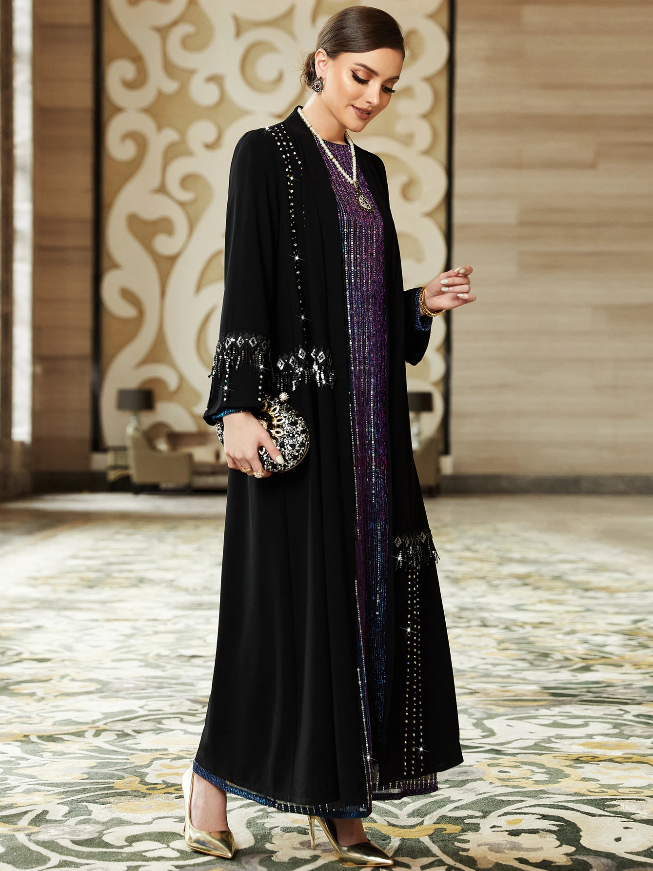 Eid Jalabiya Caftan Abaya for Women Muslim Party Dress Arab Diamond Abayas Long Dresses Robe Woman Tassel Ramadan Vestidos