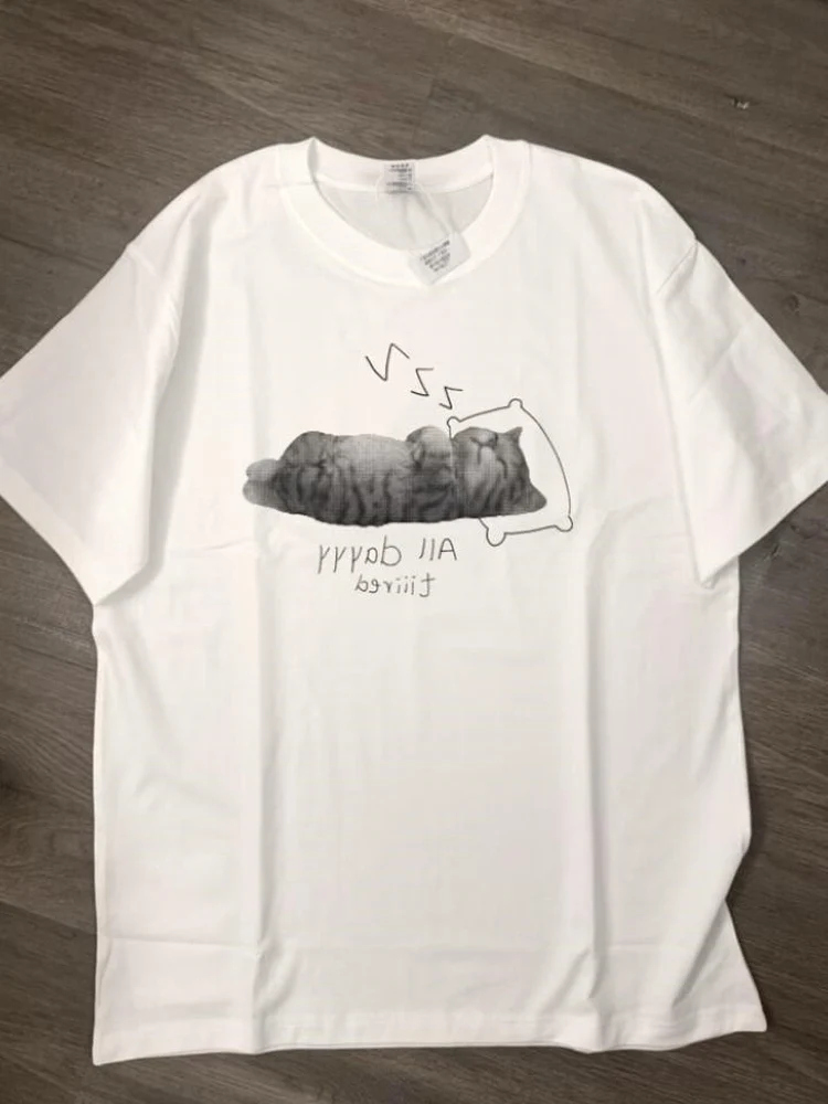 

Cute Print round Neck Short Sleeve Women's T-shirt Summer Loose Fit Pure Cotton Casual Top Trendy Brand plus Size Couple'...