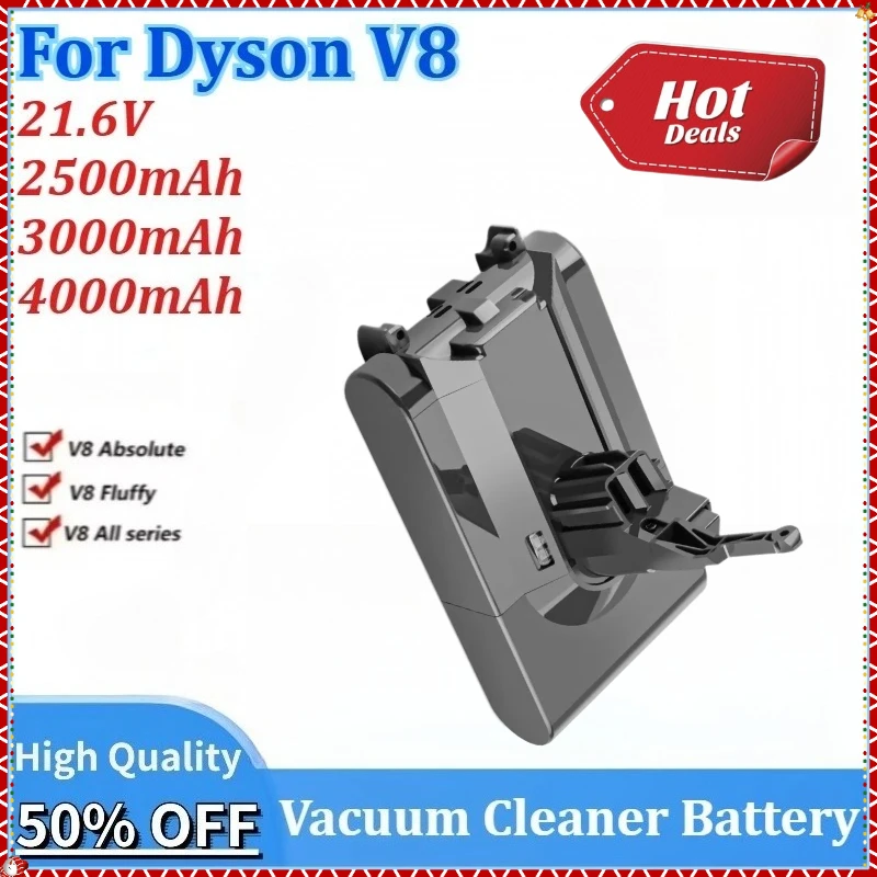 

New 21.6V 2500/3000/4000mAh Replacement Li-ion Vacuum Cleaner Battery for Dyson V8 Absolute /Fluffy/Animal Rechargeable Battery