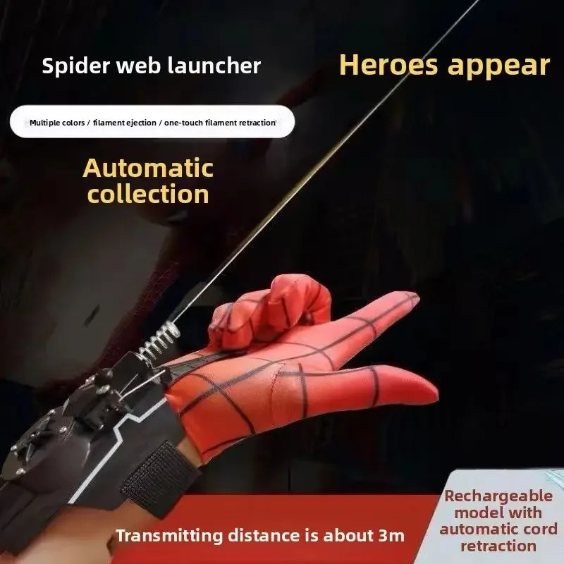 NEW Web Shooter Glove Toy, Automatic Rewind Launcher with Suction Cup, USB Rechargeable Wrist Gadget, Cosplay Prop Gift for Kids