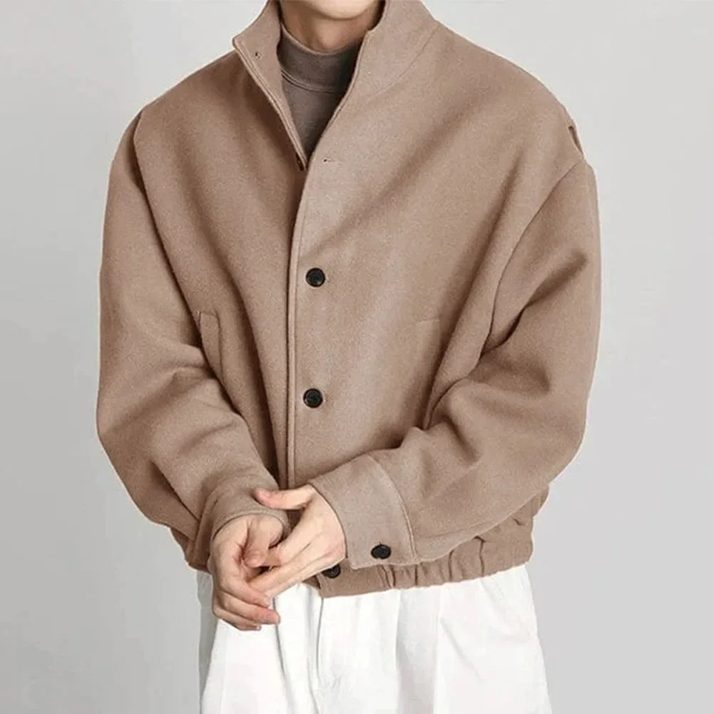 Button Jacket Korean Fashion Coat Daily Holiday Autumn Jacket Casual Style Polyester Regular Length Slight Stretch