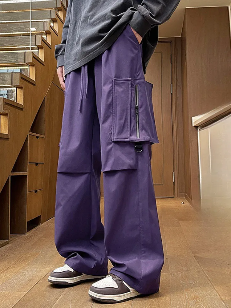 

Мужские молодежные модные брюки оверсайз на флисовой подкладке для работы и повседневной носки, свободного кроя в стиле парашютиста, коллекция Осень 2024, Гонконг