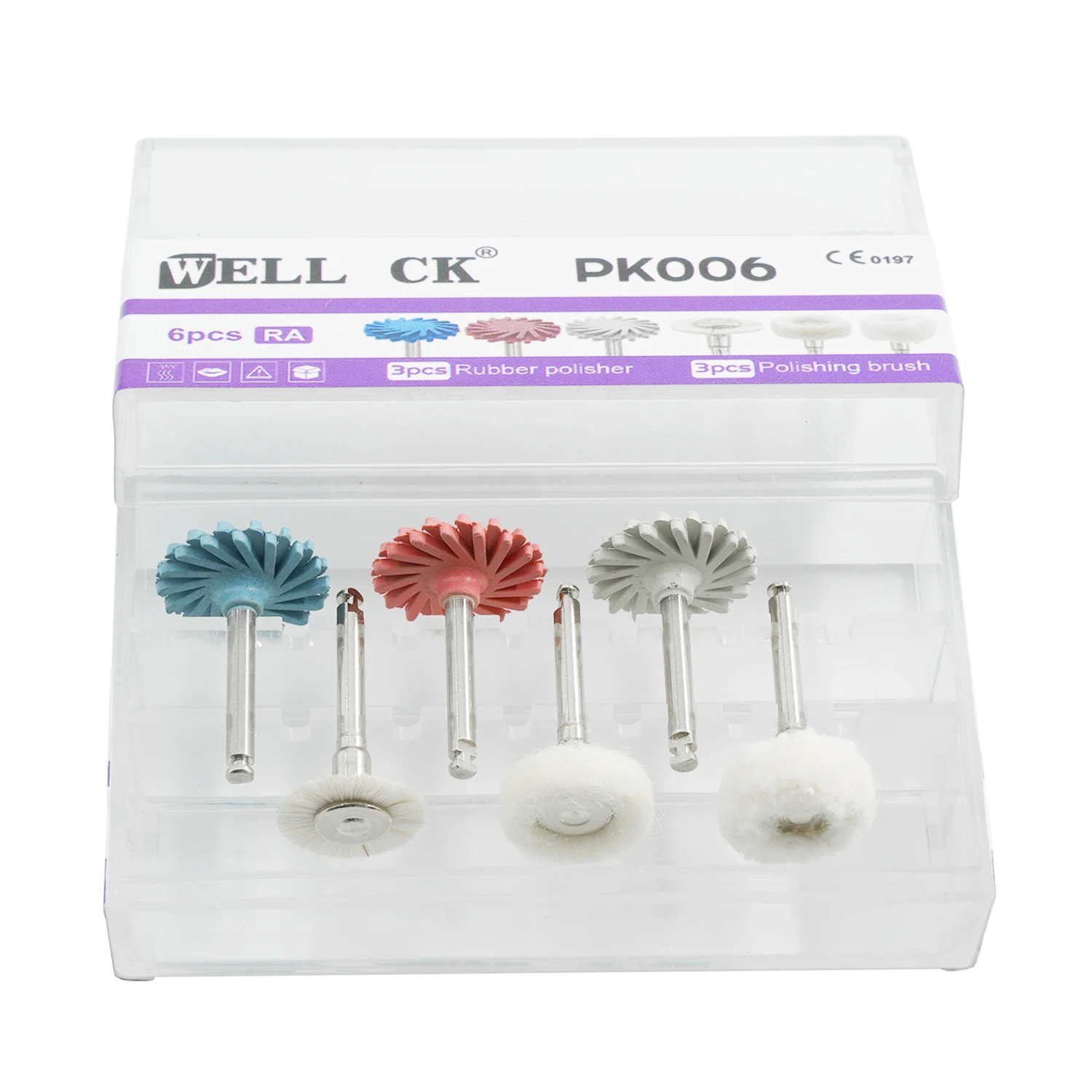 Well CK Dental Rubber Polisher Composite Flat Polishing Brush Cotton Wheel Resin Polishing Diamond System RA Disc 14mm Wheel Kit