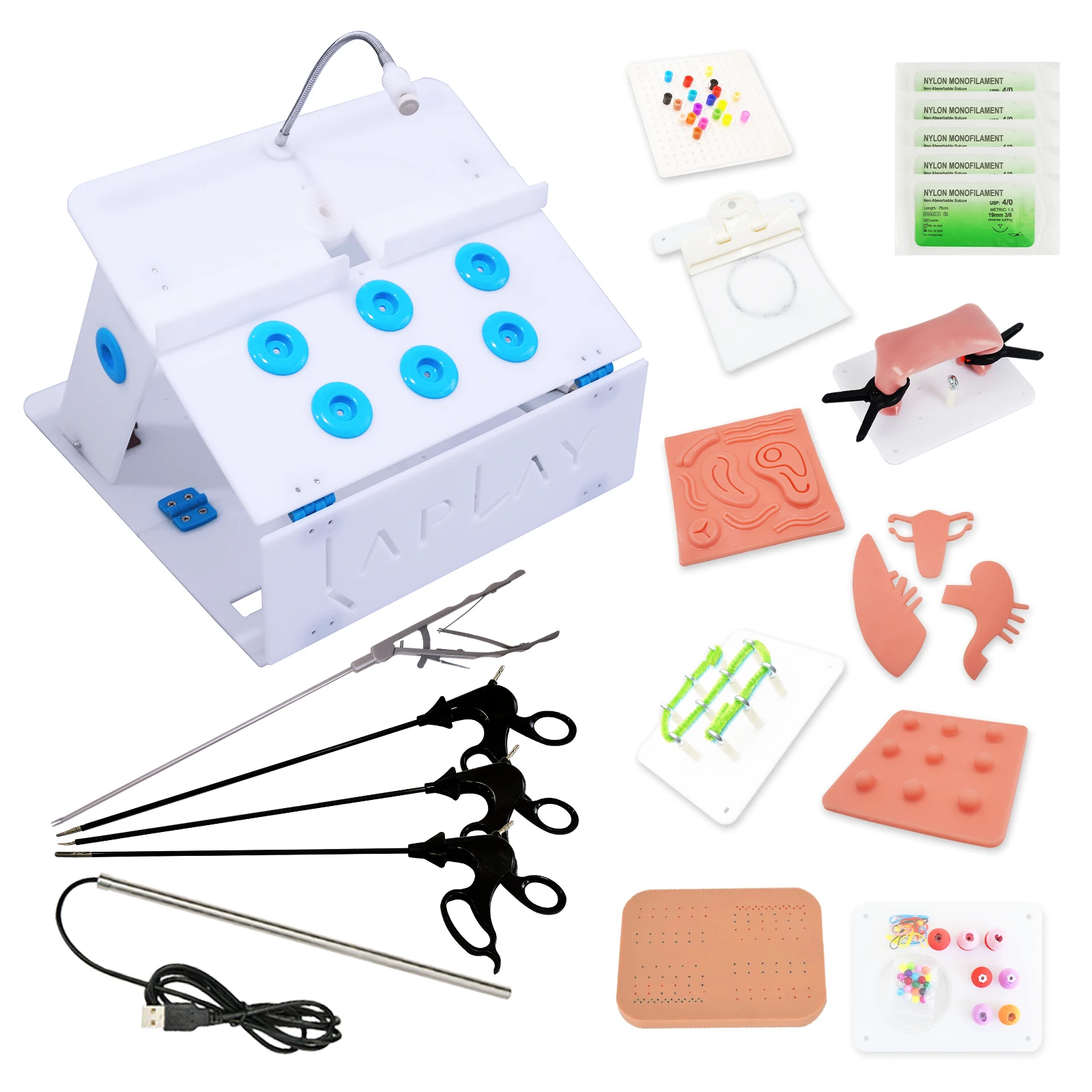 Laparoscopic Training Simulator, High-Definition Camera with 4 Instruments and 14 Modules
