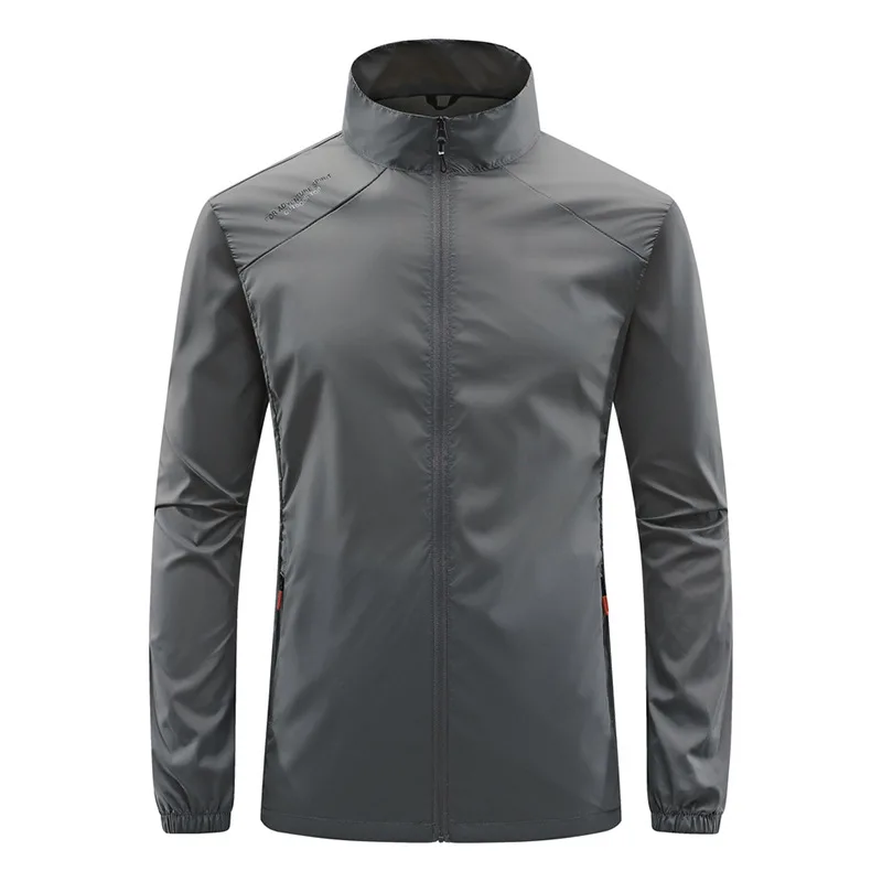 Chaqueta informal transpirable con cuello levantado de seda helada para hombre, chaqueta de pesca al aire libre, moda de verano, nuevos productos al contado