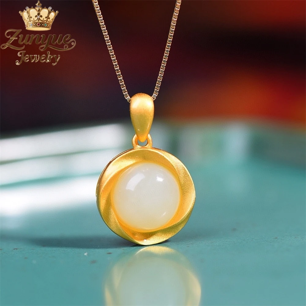 

High-End Natural Hetian Jade Round Pendant Luxury Quality Jewelry Best Selling Fashion Jewelry Exquisite Popular Charms Elegant
