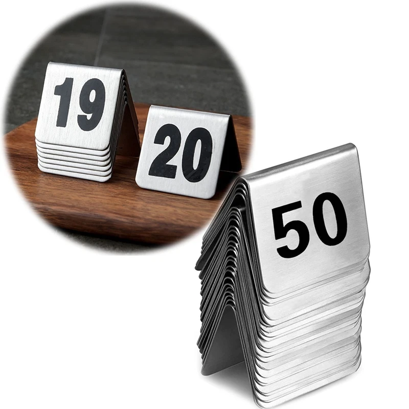 50PCS Restaurant Bar Place Table Marker Tabletop Number Sign Stackable Table Number Cards Double-Side Black Number