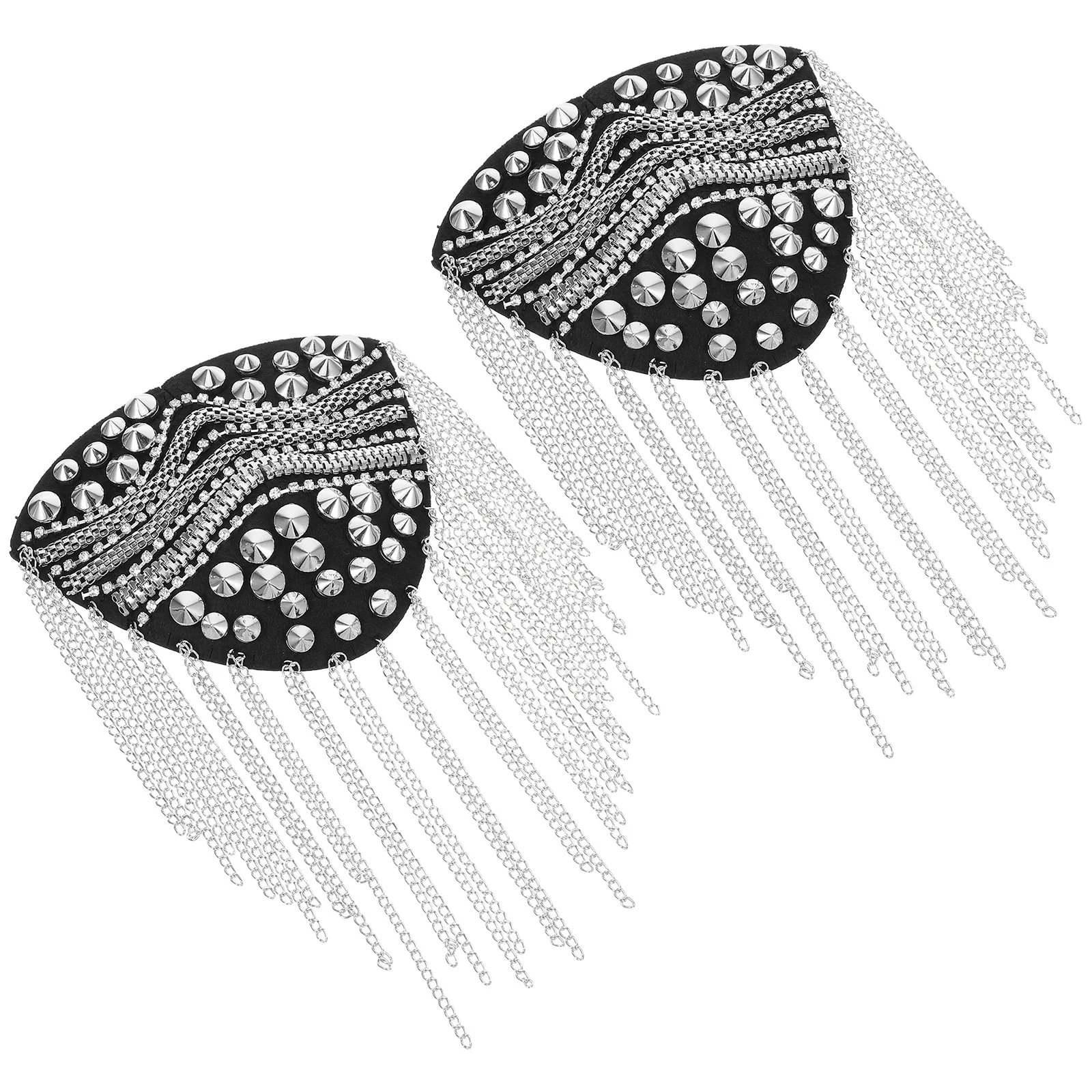 1 paar retro prinskostuum schouderbord kwastje klinknagel ontwerp zilver man cool decor accessoire ambachtelijke naai trim