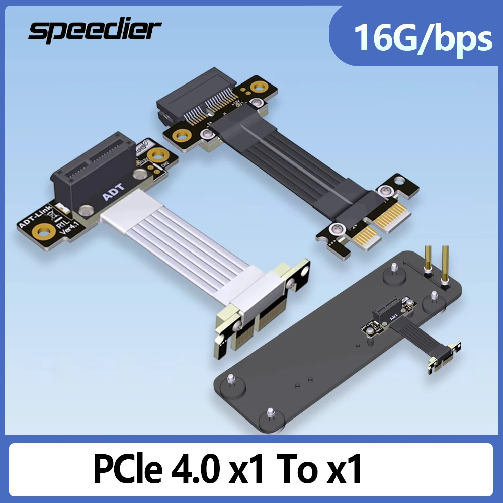 

PCIe 4.0 X1 To X1 Extension Cable Dual 90Degree Right Angle R11SL-TL High-Speed PCI Express 1x Riser Card Ribbon Extender