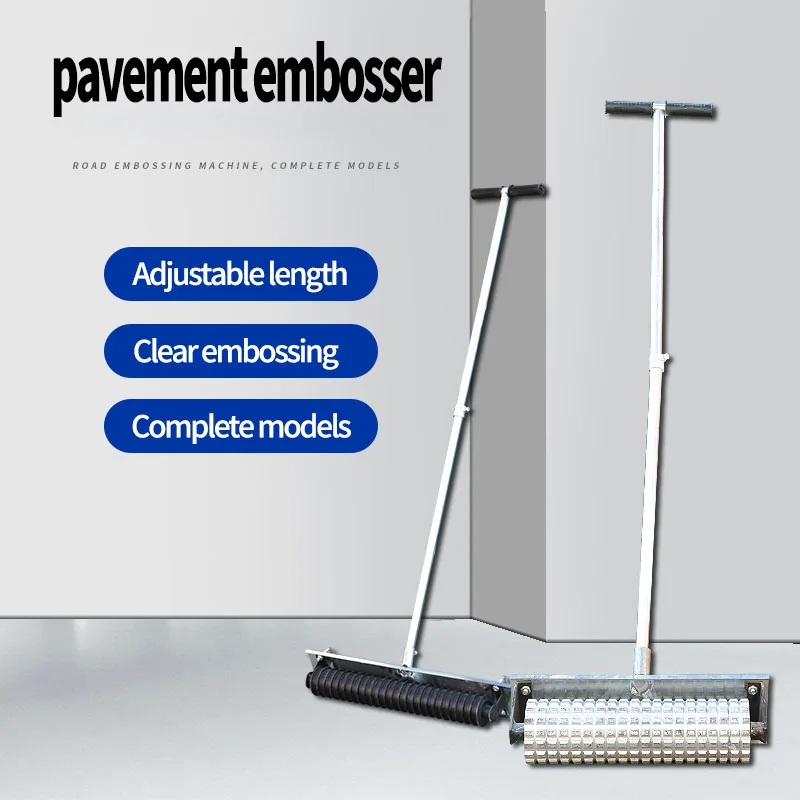 Adjustable Handle Concrete Pavement Embosser, & Clear Pattern Roller for Construction Site Road -Slip Finishing
