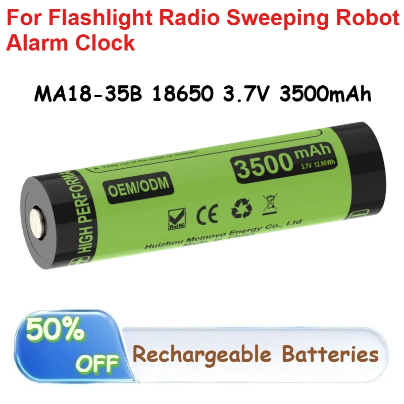 

MA18-35B 18650 3.7V 3500mAh Li-Ion Battery Pack for Flashlight Radio Sweeping Robot Alarm Clock Rechargeable Lithium Batteries