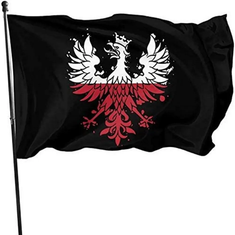 Polish Eagle Poland Flag Single Sided Print Welcome Family Flag Banner Party Indoor Outdoor Garden Decoration Brass Buttonhole