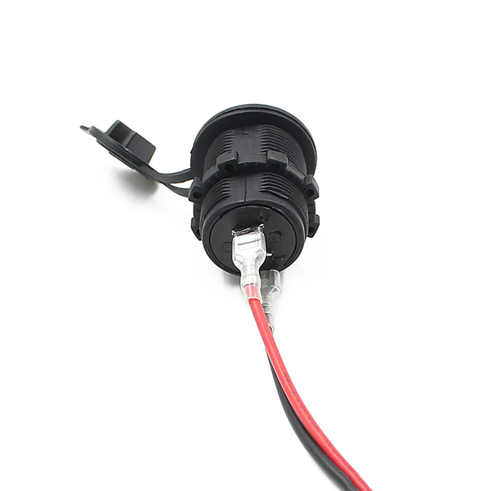 

Двойной USB-разъем для автомобильного прикуривателя 12В, портативный разветвитель с кабелем для зарядки телефона и GPS, водонепроницаемый адаптер