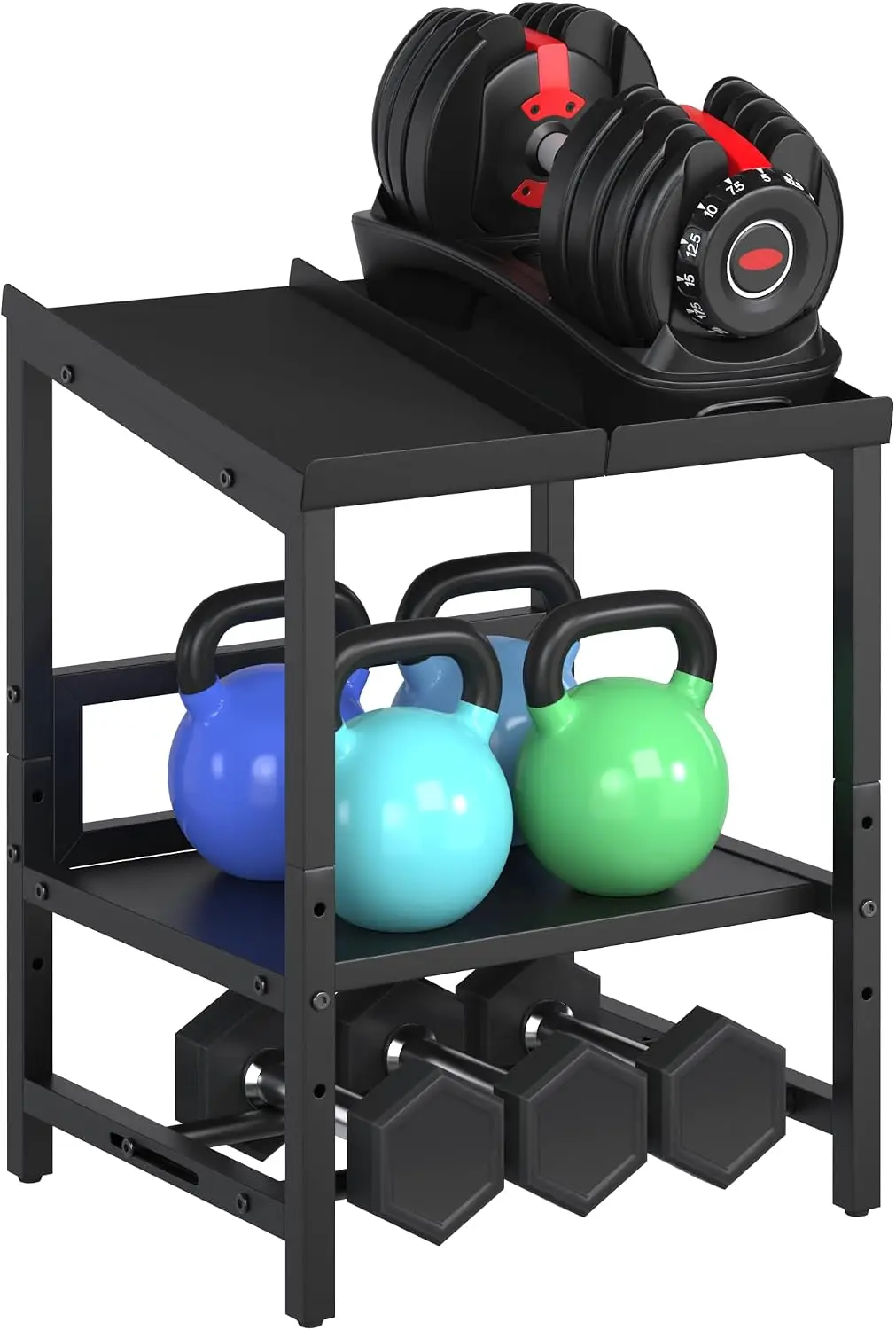 Dumbbell Stand Storage Rack, 3-Tier Adjustable Dumbbell Holder, 660 LBS Load Capacity