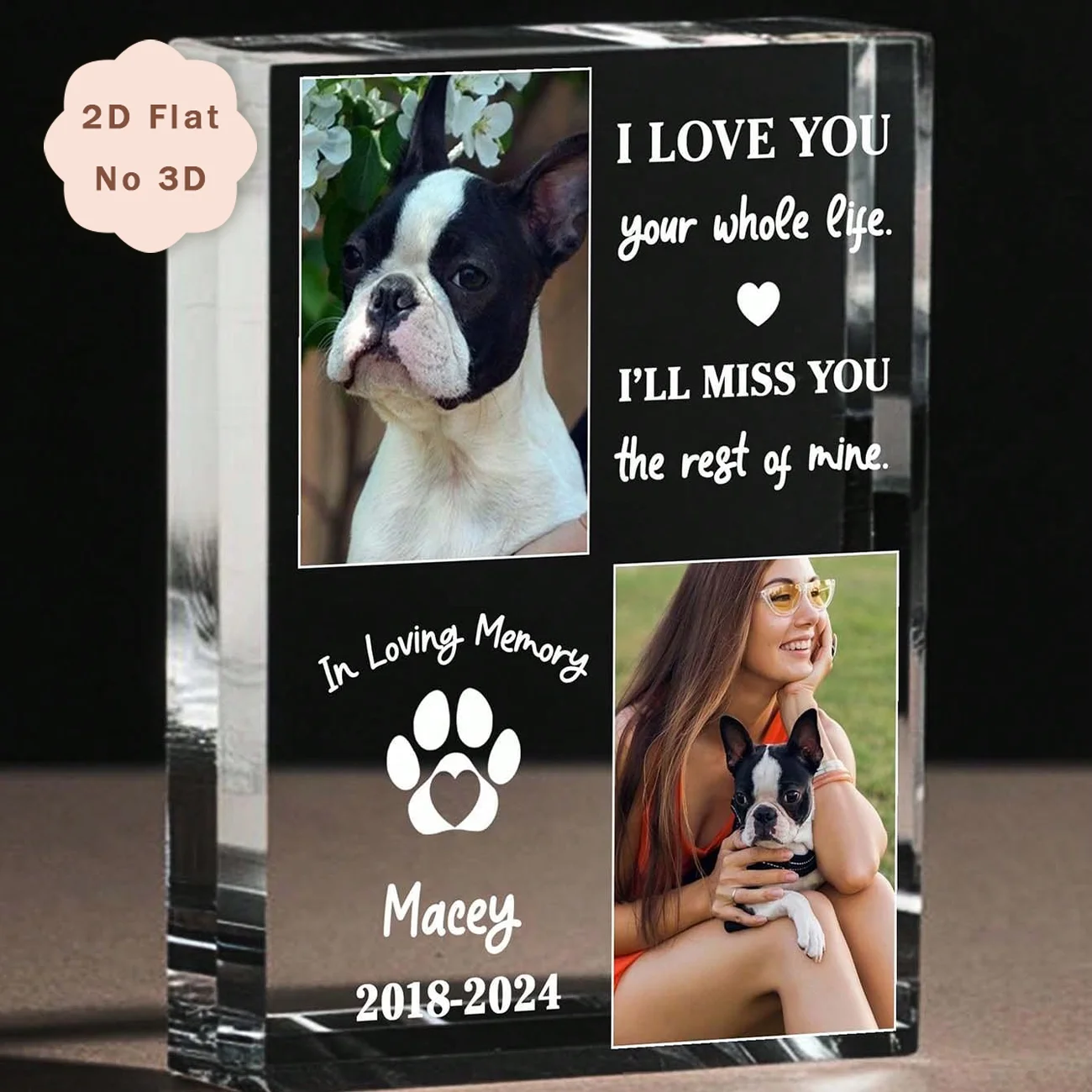 Custom Dog Loss Acrylic Memorial Sign, Personalized Dual Photo Paw Quote Pet Plaque, In Loving Memory Sympathy Gift for Animal L
