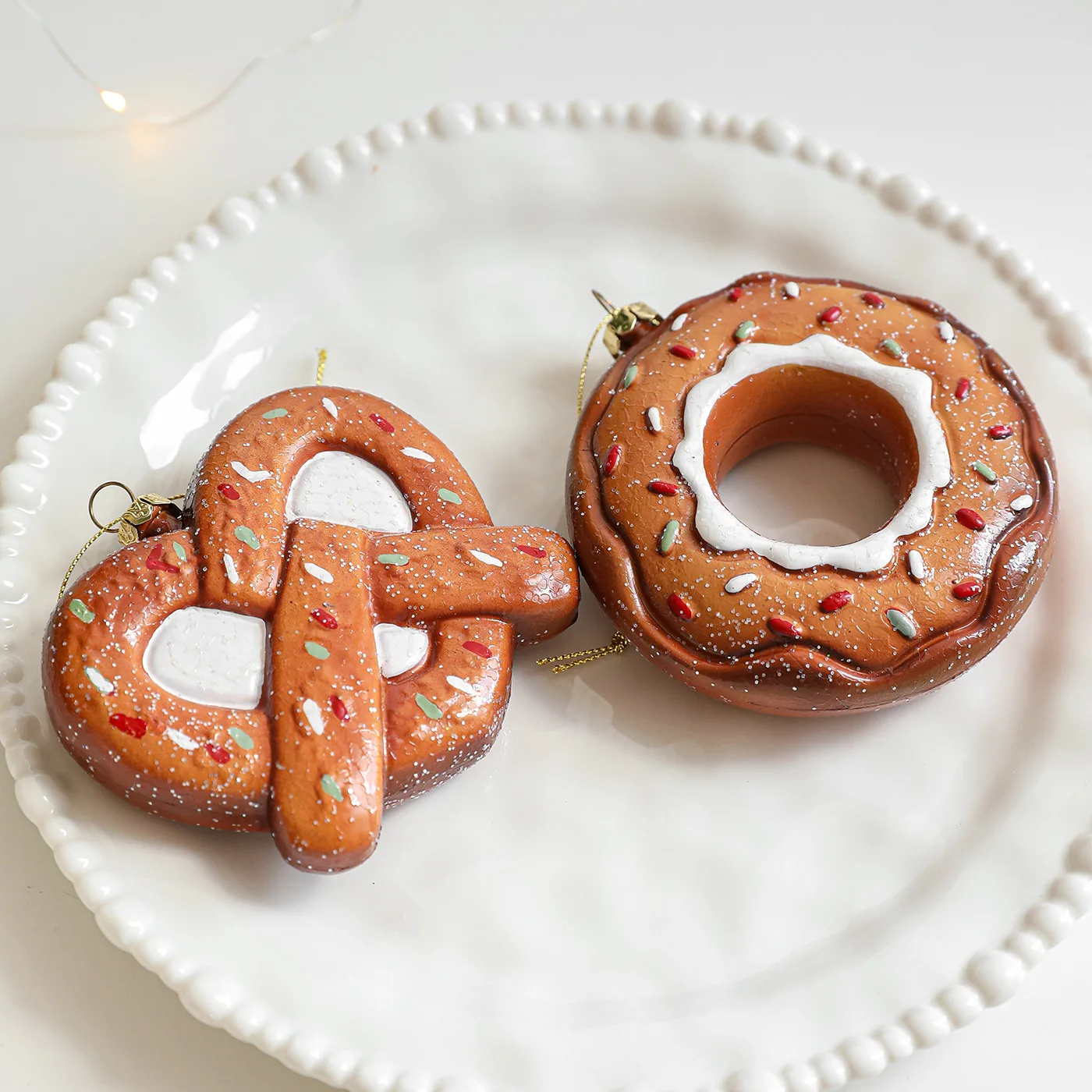 Christmas Atmosphere Donut Gingerbread Man Candy Cane Christmas Tree Snowflake House Pendant Small Ornament Wreath Accessory