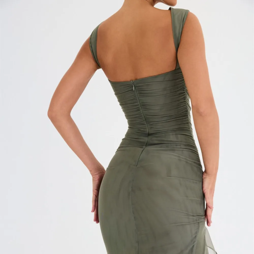 Dresses For Woman Sleeveless Elegant Evening Dress Sexy Slim Backless Vestidos Solid Color Bodycon banquet Simple Style Trendy