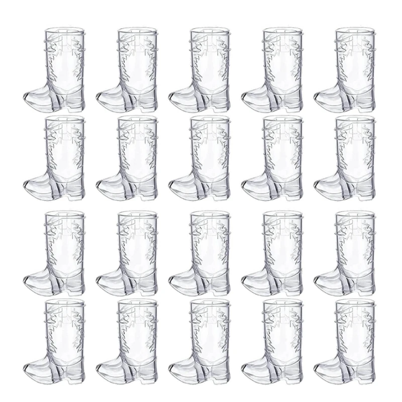 Pack of 20 Mini Clear Plastic Shot Cup Cowboy Theme Decoration