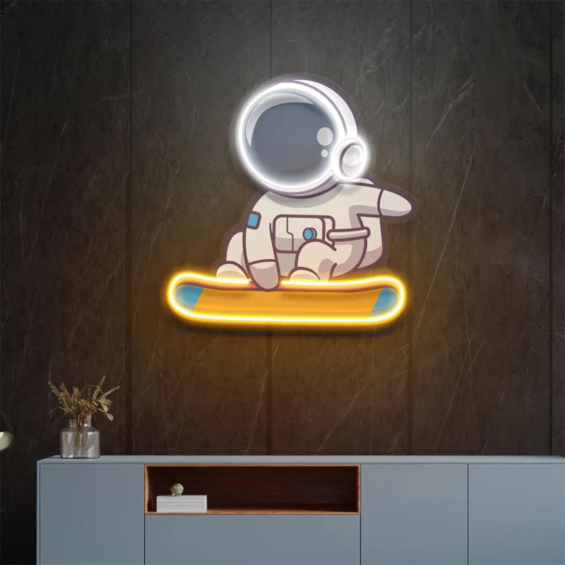 Astronaut Neon Sign Skateboard Astronaut Neon for Wall Decor Bedroom Decor Kid Astronaut Neon Sign Larger Size Neon Home Gifts