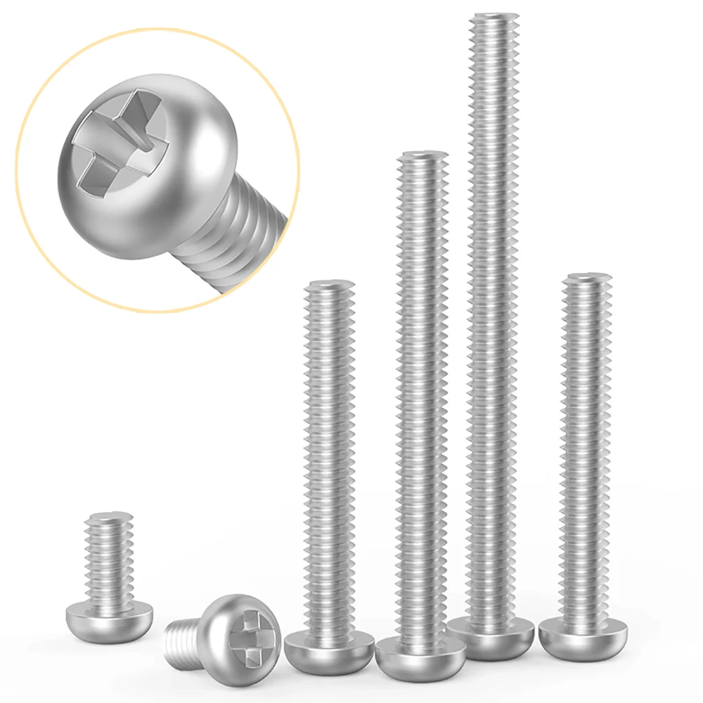 

M4 Length 10-90 mm 304 Stainless Steel Anti-corrosion Cross Recessed Pan Head Screw GB818 Phillips TV Computer Bolts 20-200pcs
