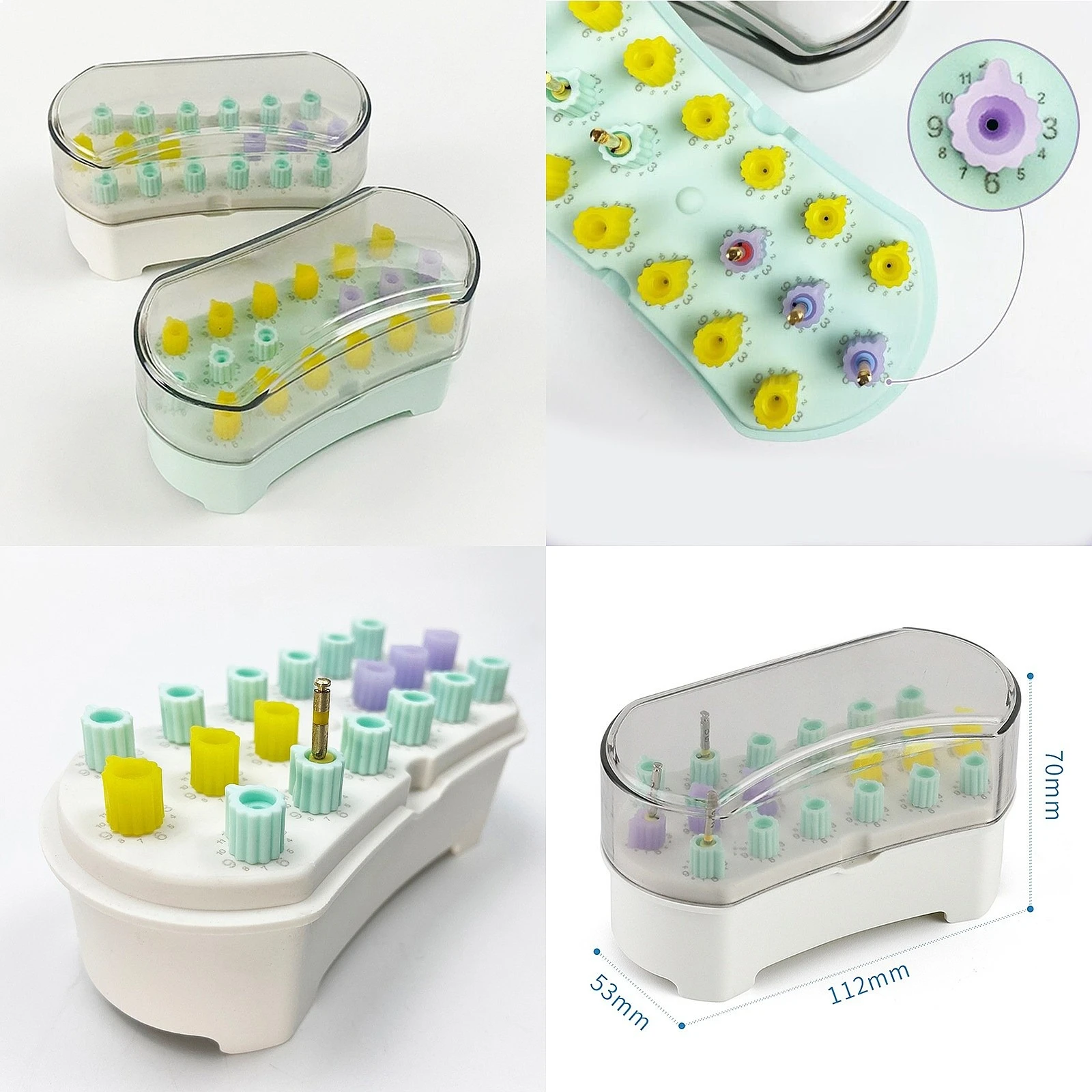 Dentals Root Canal File Holder Manual Autoclave Sterilization Box CE 12 Counts Knob