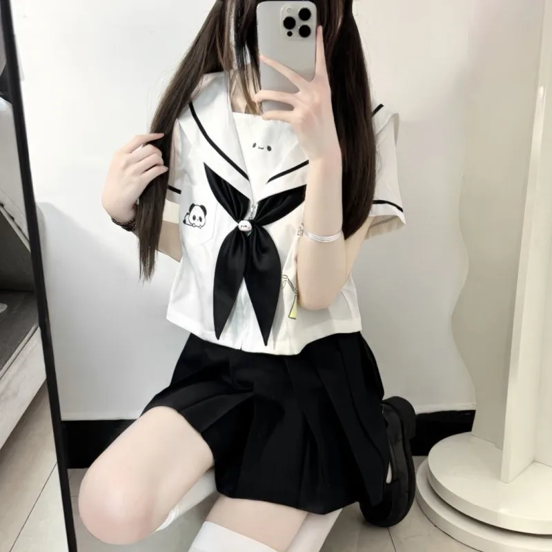 베어 미디 드레스 세트 백팩 사이드 클립 종아리 양말 10벌 스위트 Y2K 로리타 드레스 네이비 유니폼 스카프 A라인 드레스 박스 신상품