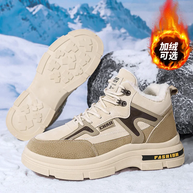 

2025 New Men's Snow Boots Winter Outdoor Plus Velvet Warm Work Boots Mens Designer Non-slip Platform Hiking Boots Zapatos Hombre