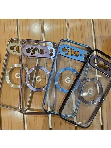 Custodia per telefono con ricarica wireless Magsafe compatibile con galvanica trasparente per Google Pixel 10 9 8 7 A Pro XL Custodia protettiva antiurto