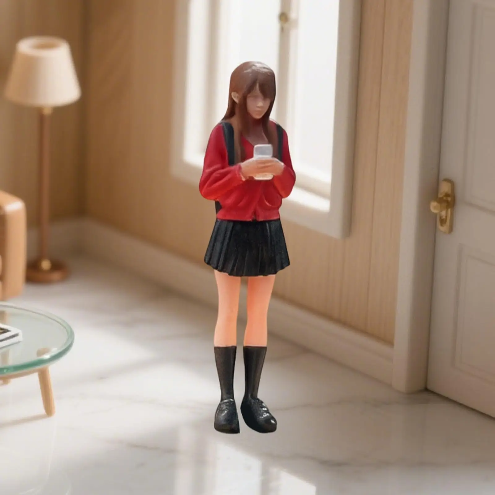 1:64 Girl with Short Skirt Model Collectible Stimulated Photo Prop Tiny People Model Resin Girl Model for DIY Scene Train Layout