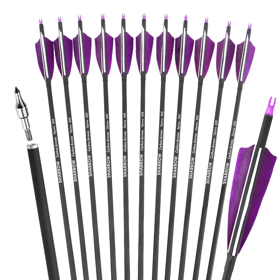 Mixed Carbon Arrows with Turkey Feathers for Bow Shooting