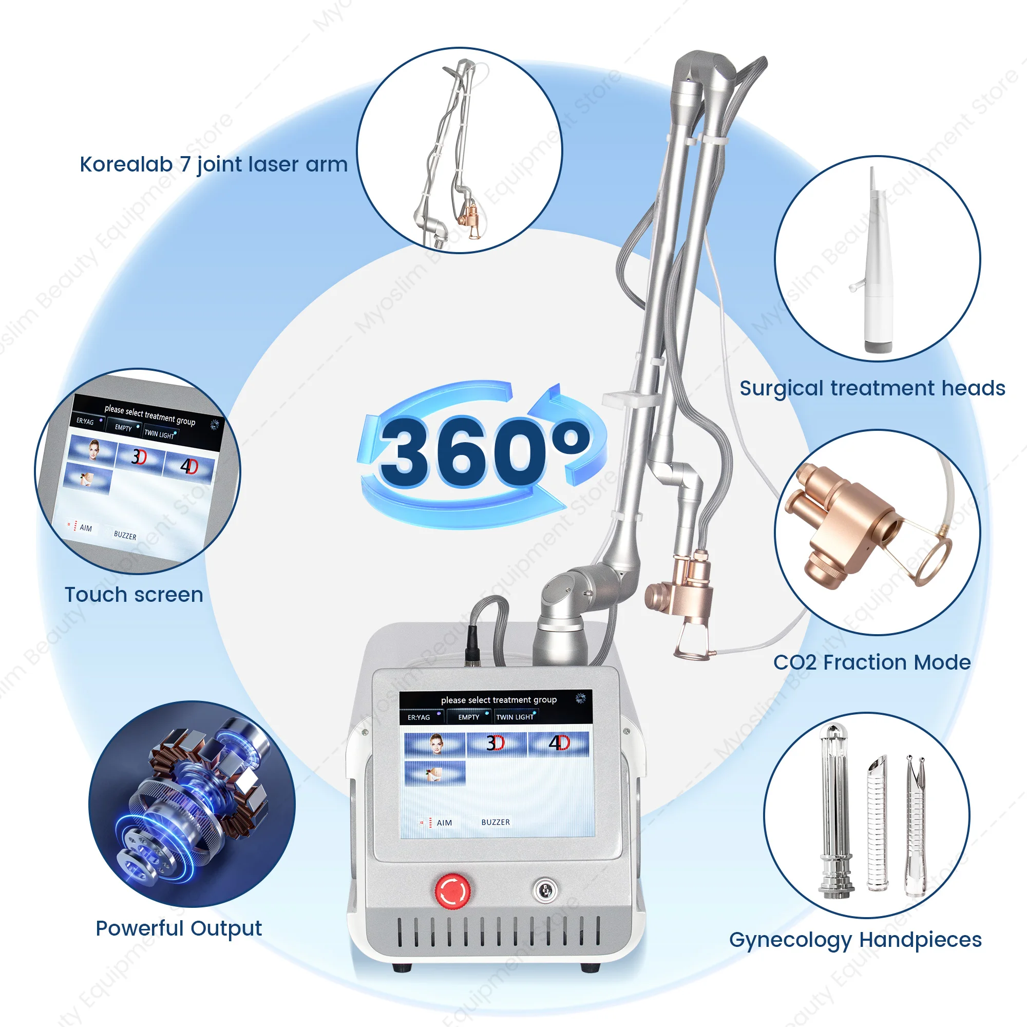 Advanced Portable CO2 Fractional Lase System for Spot Removal Skin Resurfacing Carbon Peel Firming Clinic Device