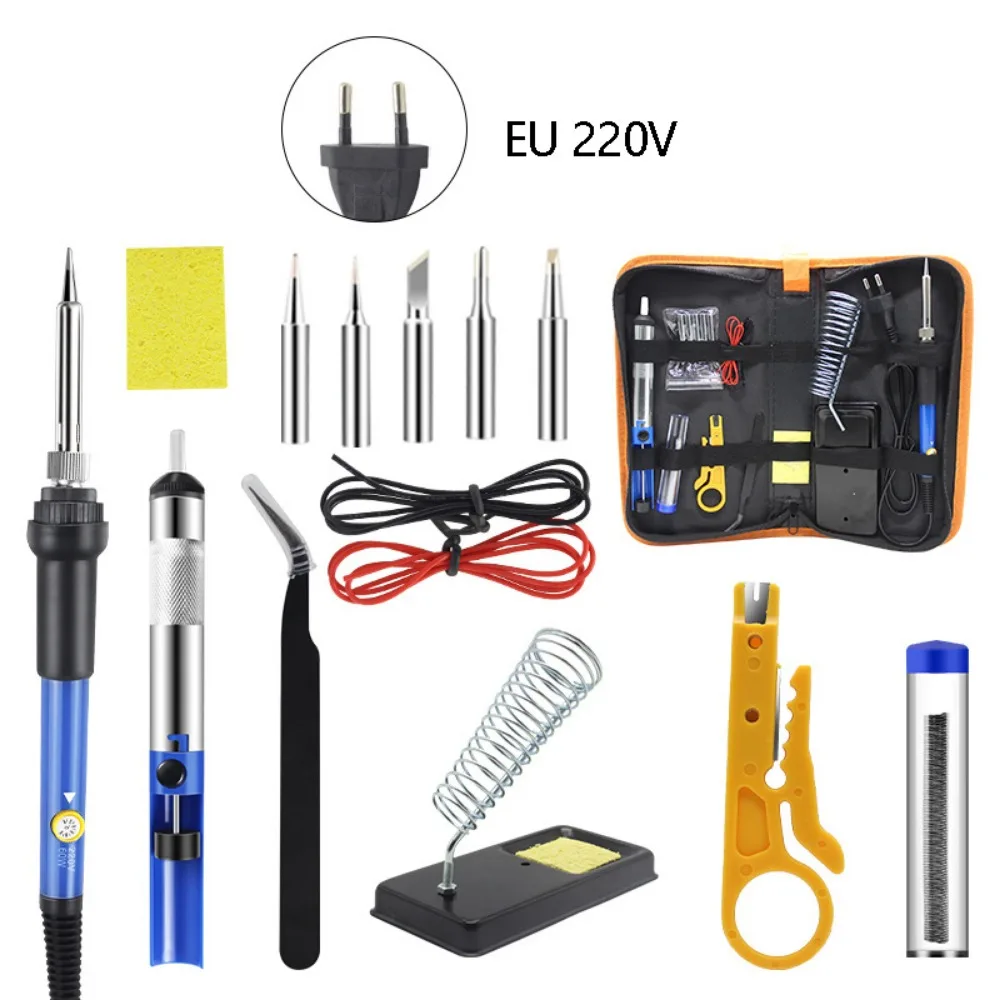 

15Pcs/set 60W Electric Soldering Iron Welding Tool Kit EU/US Plug 220V 110V Digital Display Soldering Iron Internal Heat