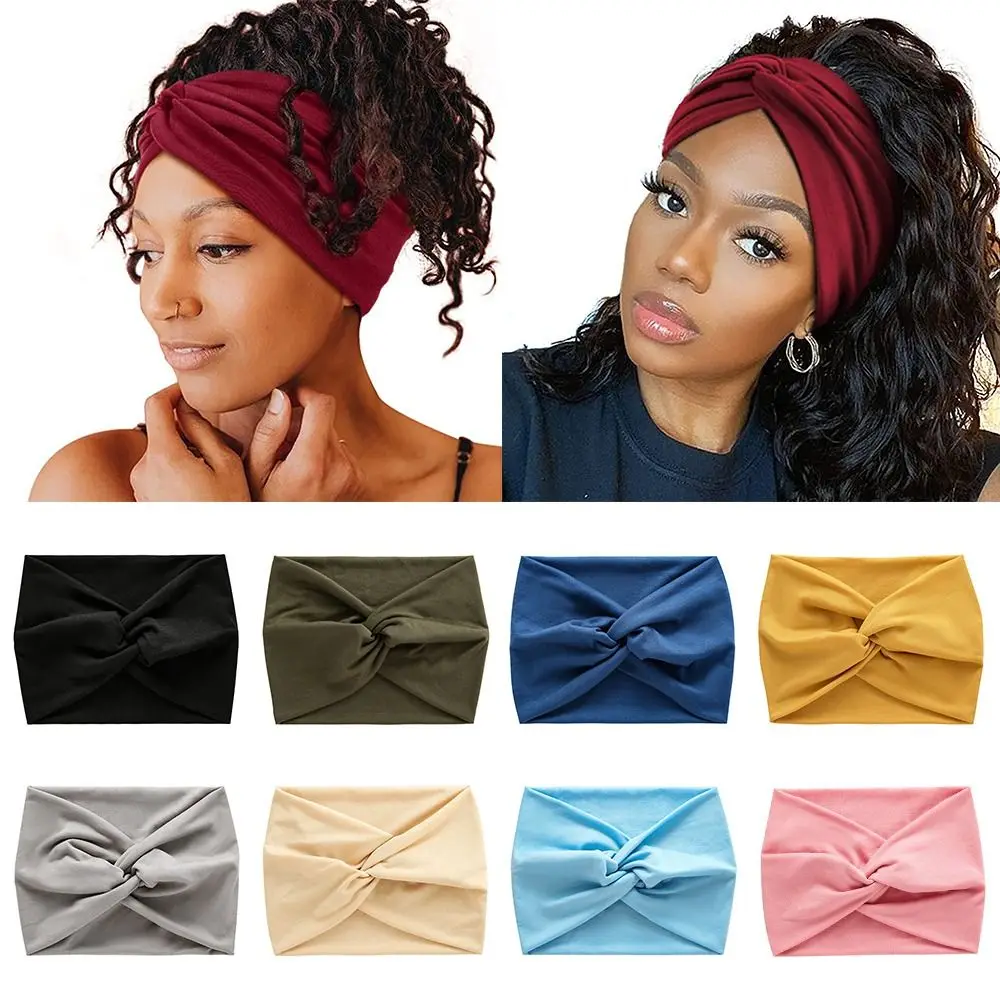 

Fashion Thick Twisted Extra Large Workout Headband Head Wraps for Women Turban Wide Headbands