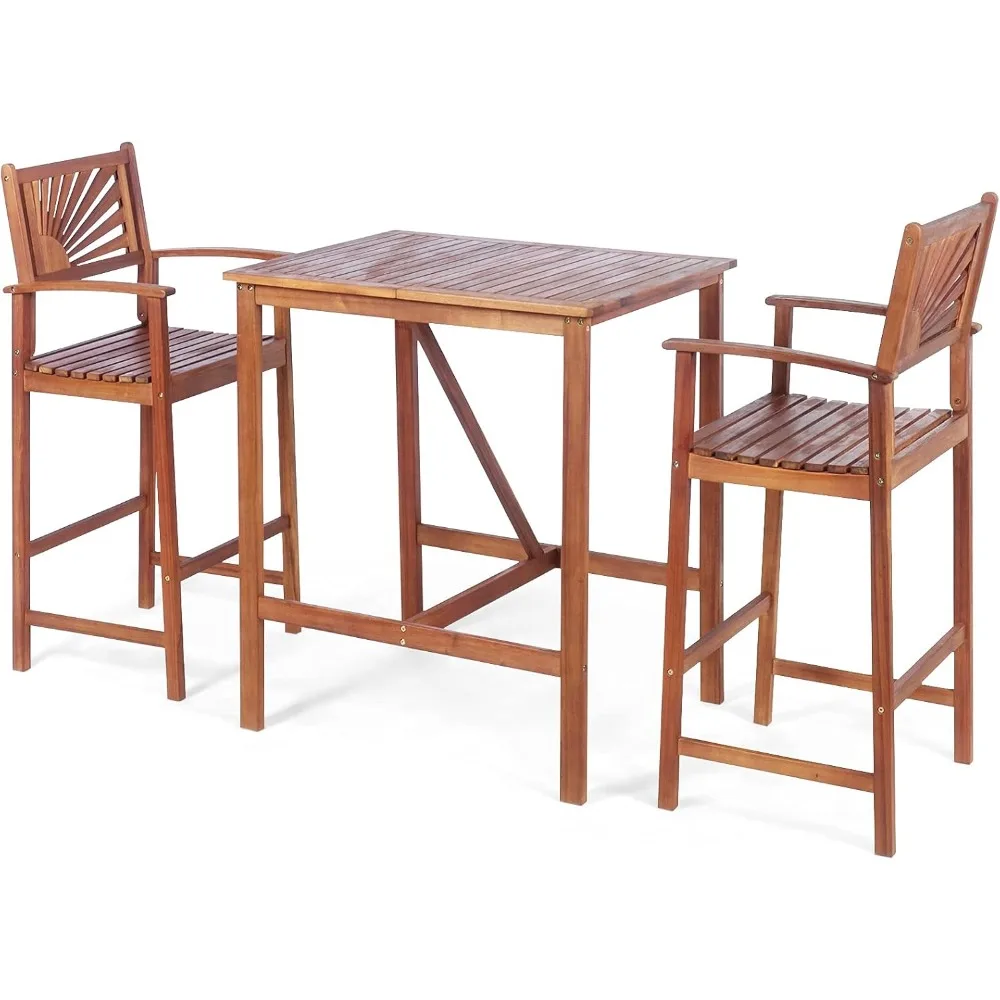 

Customizable Outdoor Acacia Wood Dining Set, Spacious Tabletop, Comfortable Backrest, Suitable for Sunroom, Balcony