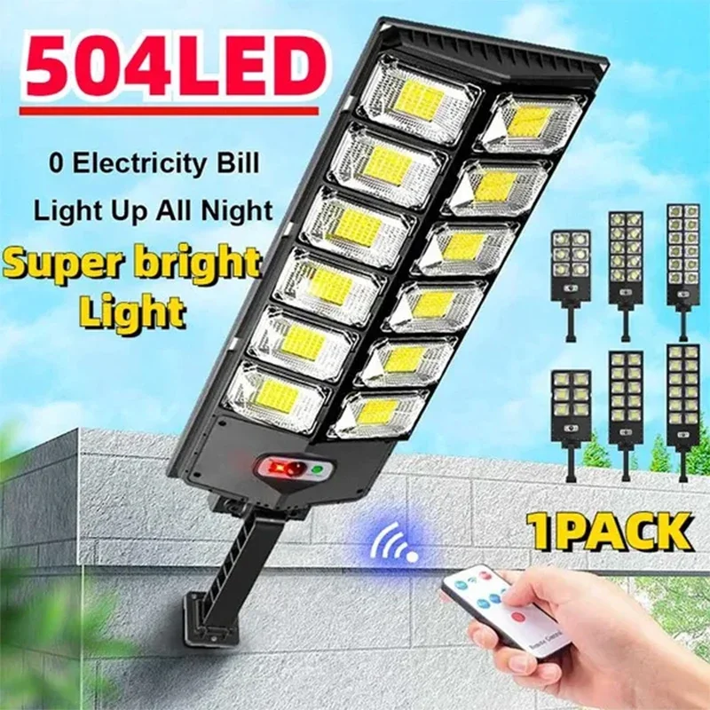 

Solar Street Lights Outdoor, Solar Lamp With 3 Light Mode Remote Control Waterproof Motion Sensor Lighting for Garden Patio Path