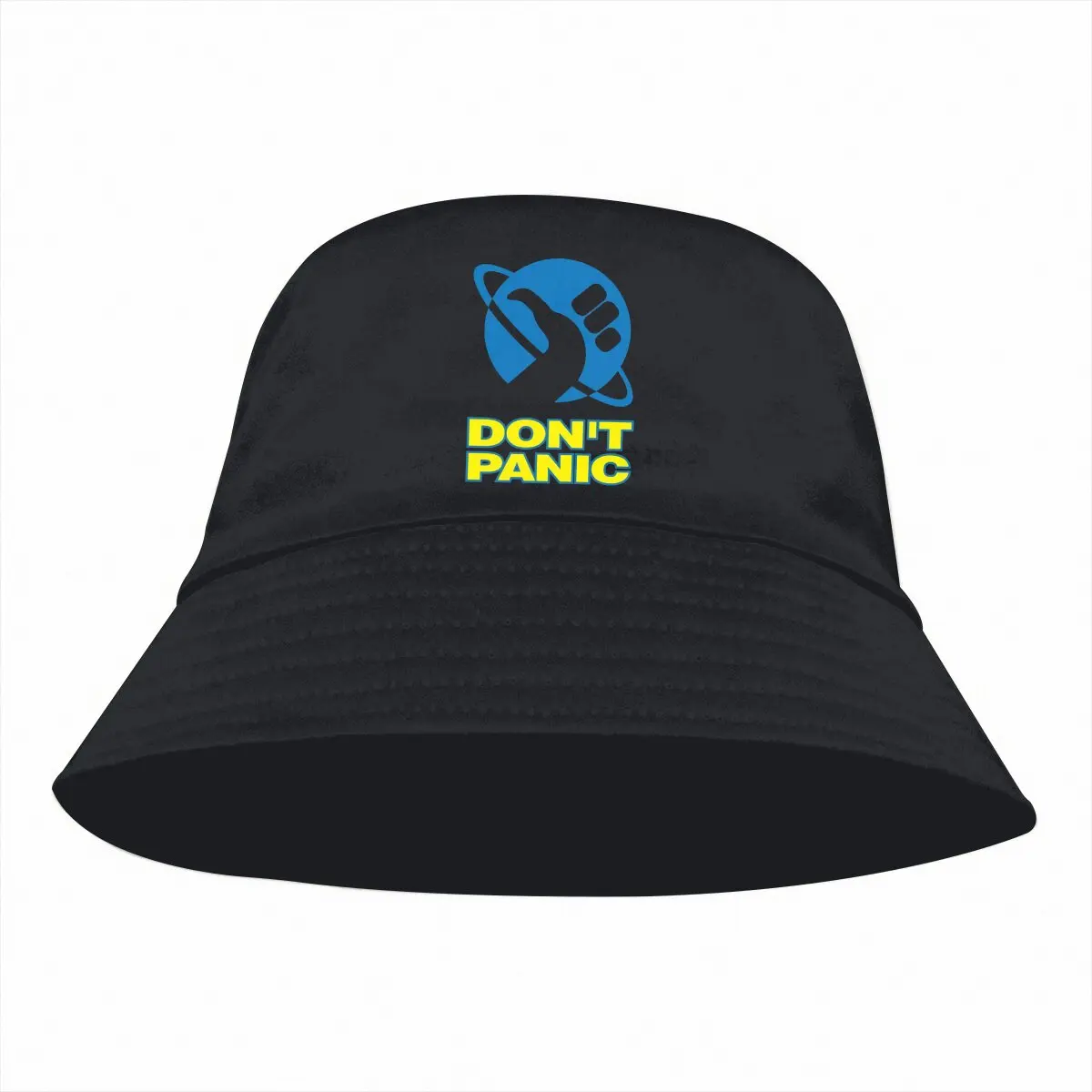Don't Panic Blue Unisex Bucket Hats The Hitchhikers Guide To The Galaxy Film Hip Hop Fishing Sun Cap Fashion Style Designed image 2