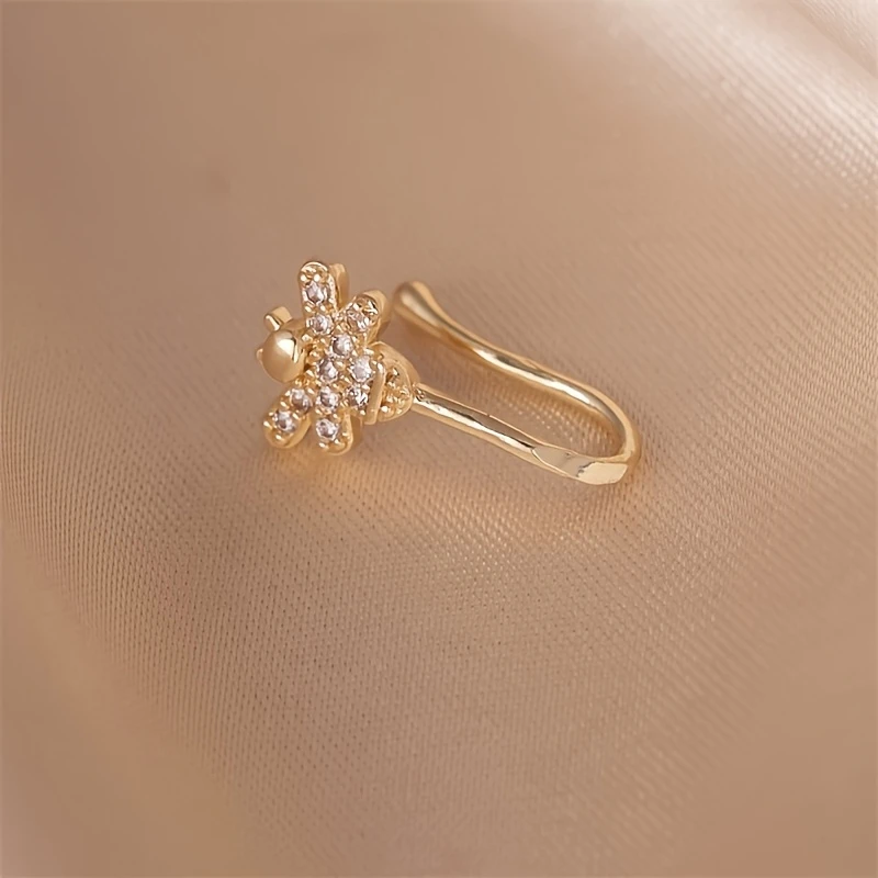 1-piece cute little bee zircon non perforated nose ring made of brass material suitable for daily banquet wear view 5