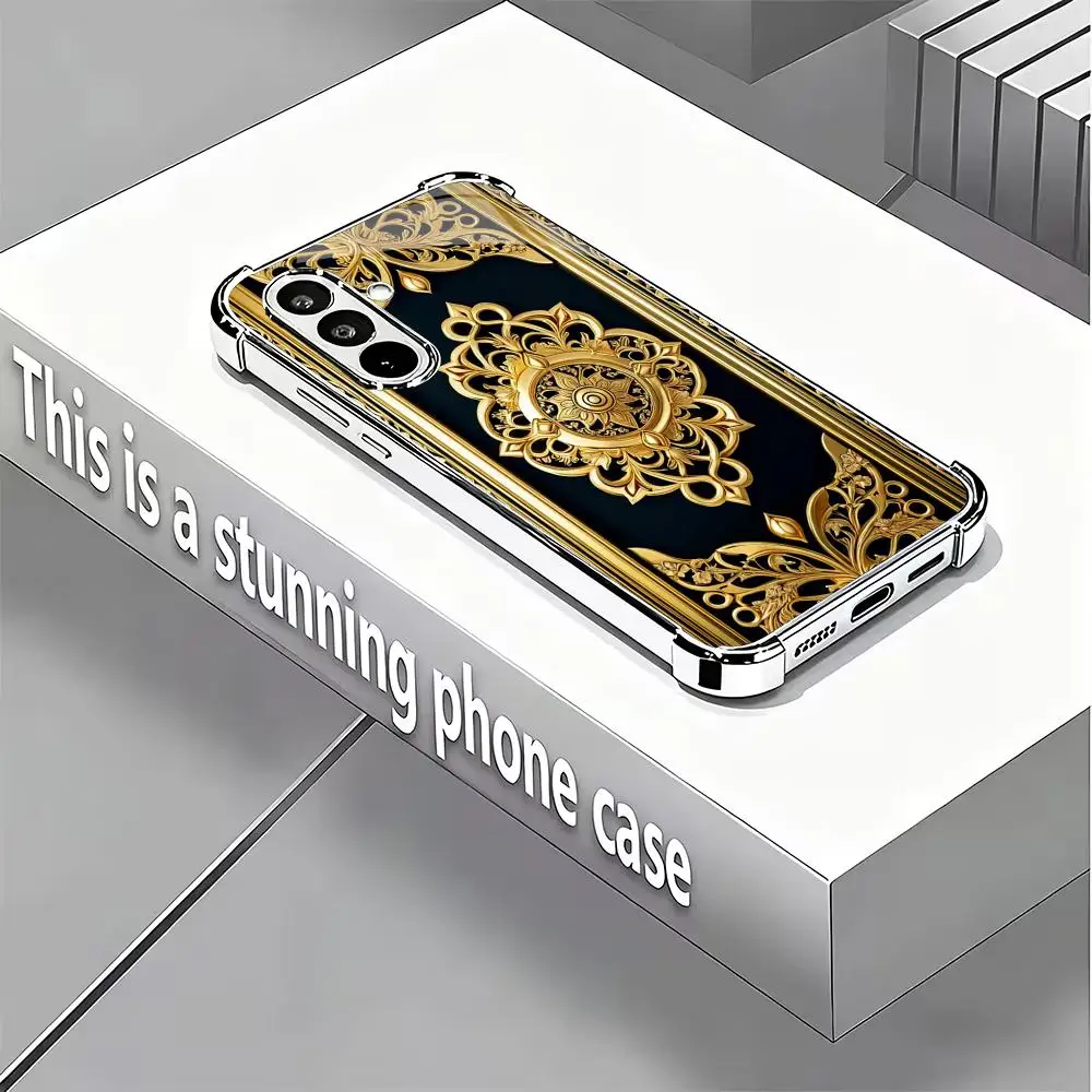 Vintage patterned glass phone case suitable for Samsung Galaxy S26 S25 S24 S23 S22 S20 FE/Ultra/Plus anti drop back cover