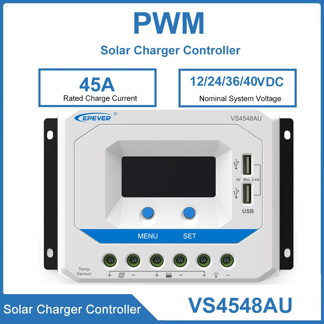 

PWM Solar Charge Controller 45A VS4548AU Real-Time Power Consumption Statistics And Recording Function