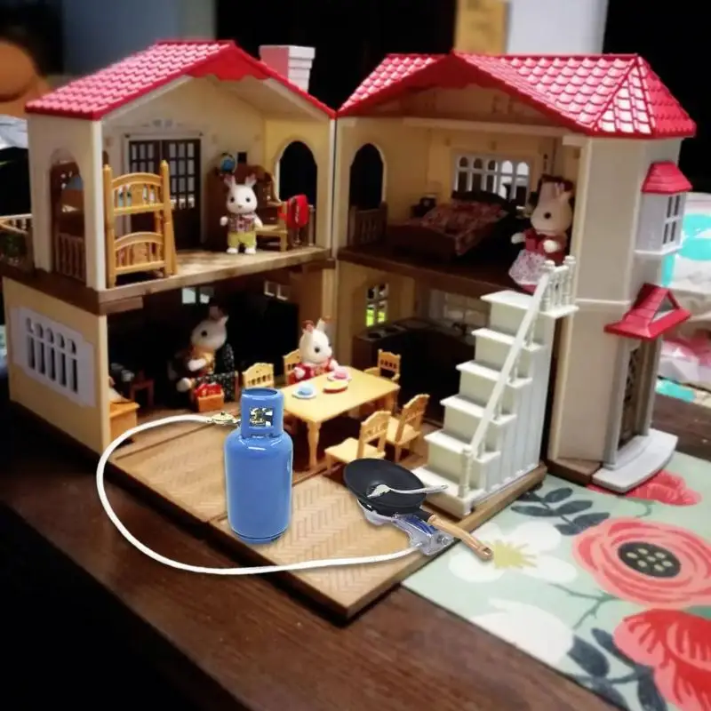 W3JF Dollhouses Kitchen Stove Model with Pots 1/12 Scale Dollhouses Accessories