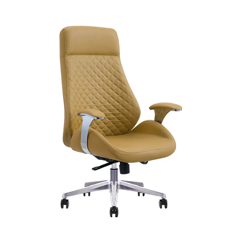 Executive Chair Comfortable Long-Sitting Backrest Office Computer Chair Fashion Leather Seat