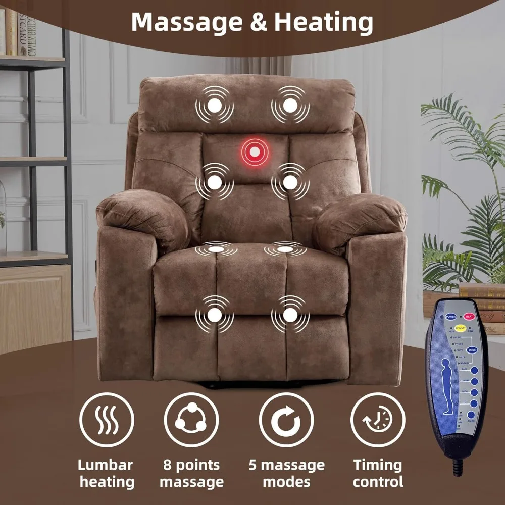 Grote Power Lift Fauteuil Stoel met Massage en Warmte voor Ouderen Grote en Hoge Mensen, Overgevulde Brede Fauteuils, Kerstcadeau