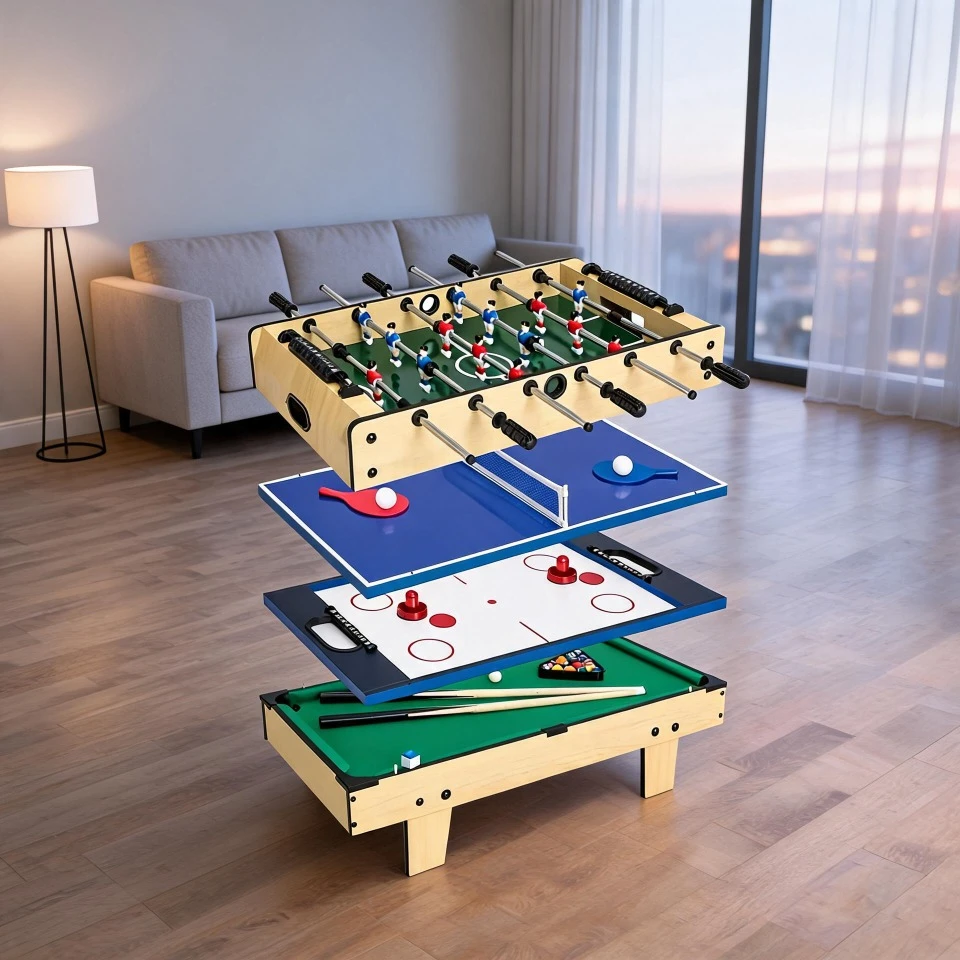 Custom Factory Custom 3ft Hot Sale Product 4-in-1 Multifunction Game Table With Foosball, Pool, Ping-pong, Hockey Indoor