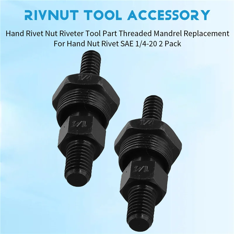 【CALIENTE】 Pieza de herramienta remachadora de tuerca de remache manual Reemplazo de mandril roscado para remache de tuerca manual SAE 1/4-20 Paquete de 2