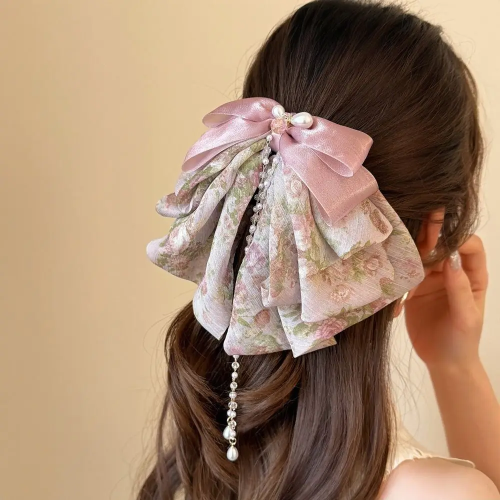 

Sweet Grab Clip Bow Ribbon Hair Claw Polka Dot Butterfly Chiffon Bowknot Hair Clip Korean Style Floral Flower Hairpin Girls